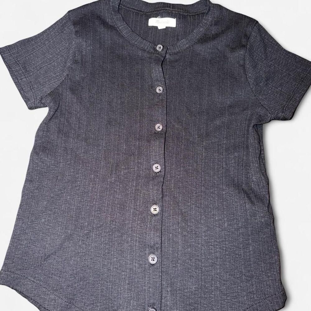 Madewell Women's Grey and Black Shirt